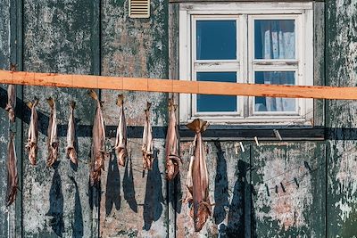 Poisson séché devant une maison - Groenland