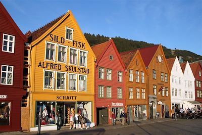 Facades du quartier de Bryggen - Bergen - Norvège