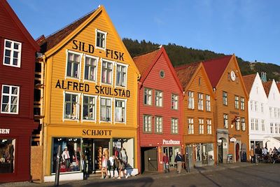 Facades du quartier de Bryggen - Bergen - Norvège