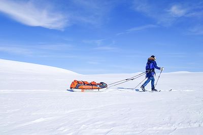 Raid à ski pulka sur le plateau de Hardangervidda - Norvège