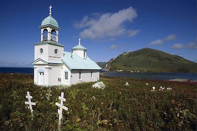 Eglise russe orthodoxe à Karluk, ile Kodiak - Alaska